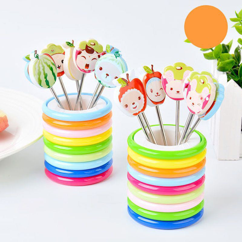 6 Pcs Cartoon Shape Fruit Fork Set