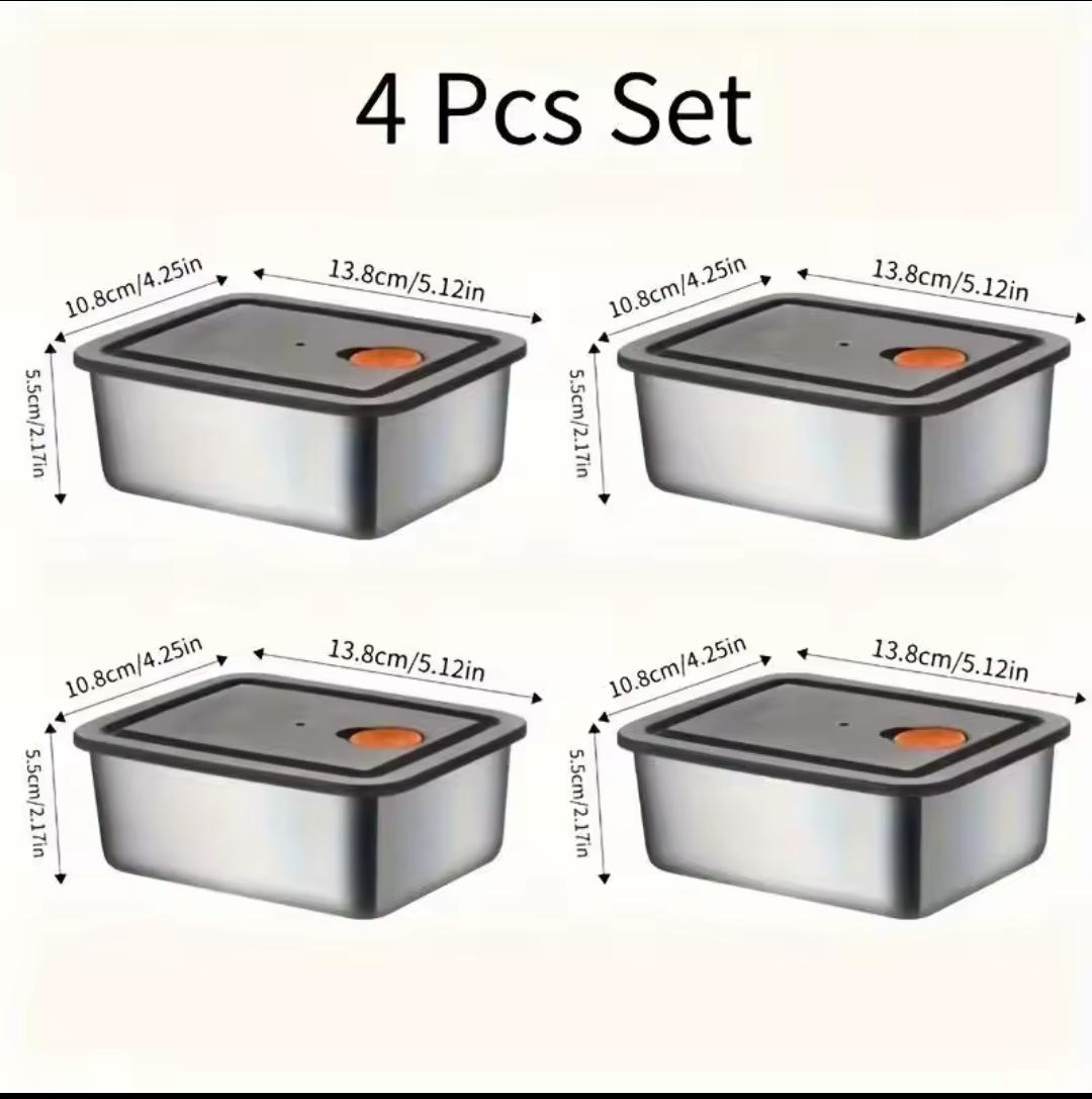 Stainless Steel Airtight Food Storage Container Set (Pack Of 3)
