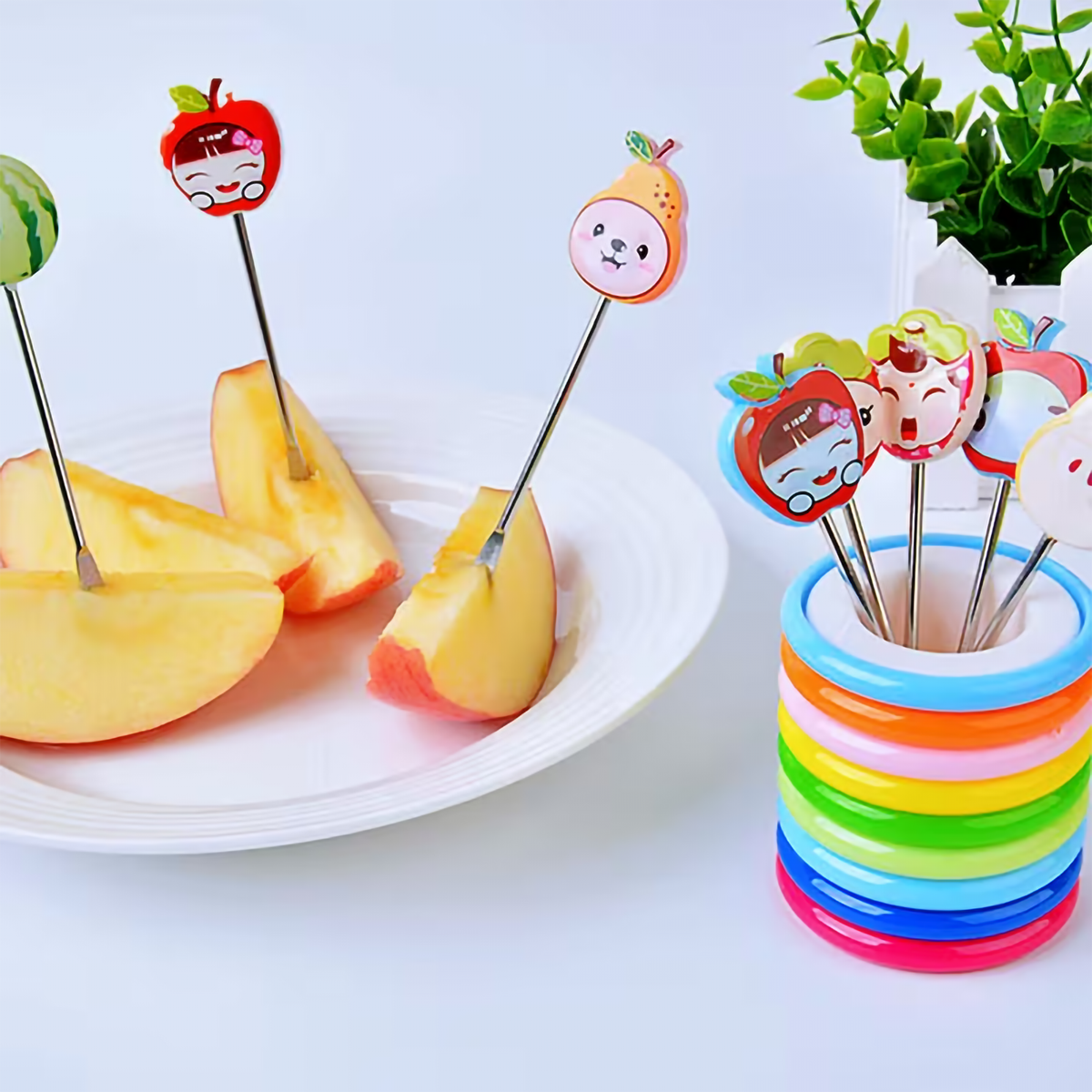 6 Pcs Cartoon Shape Fruit Fork Set
