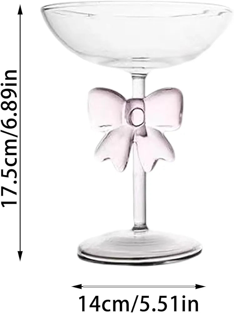 Pink Bow Dessert And Cocktail Glass.