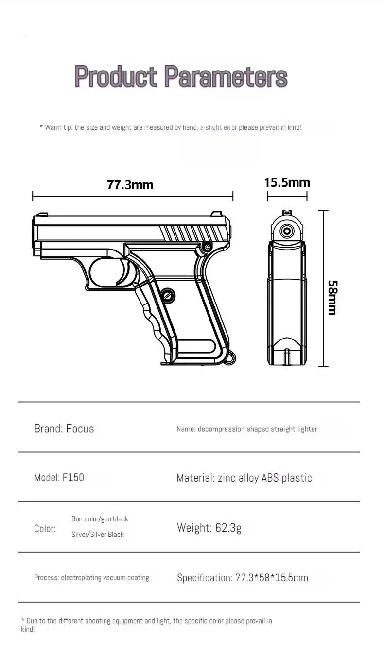 Refill Mini Pistol Lighter Keychain