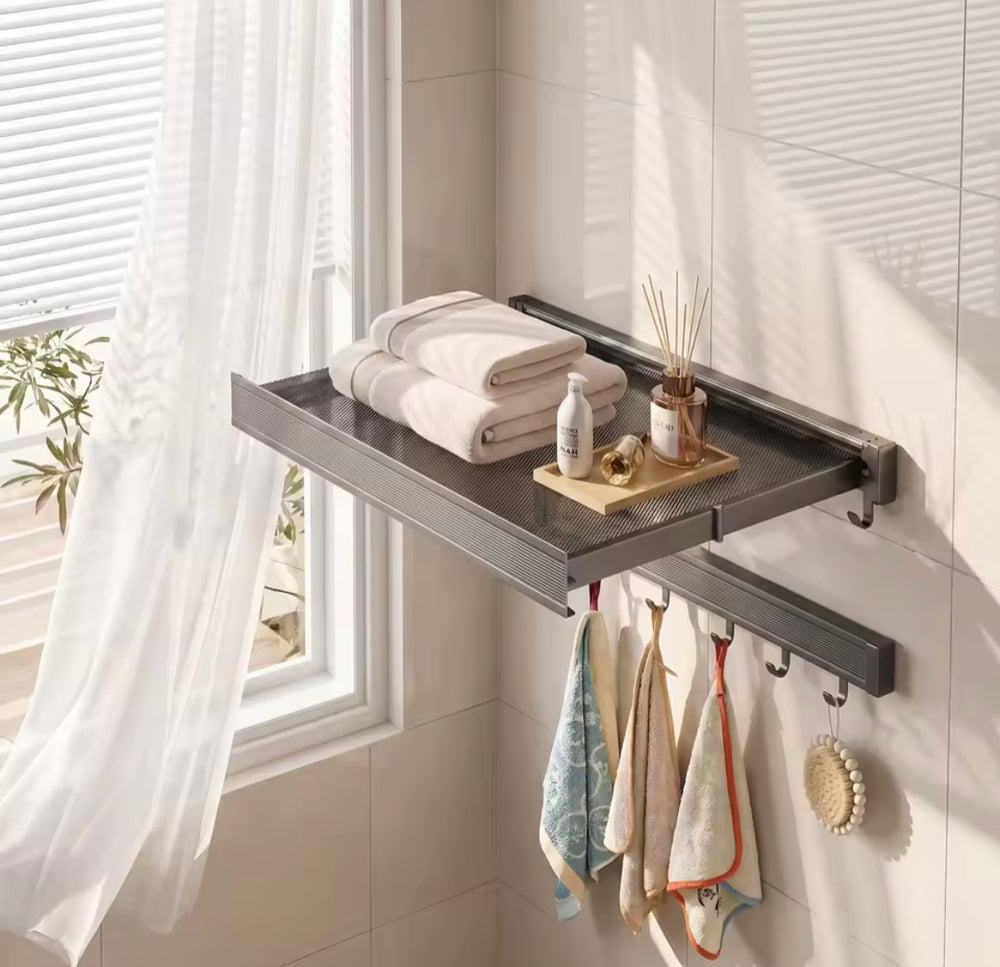 Retractable Aluminium Alloy Foldable Mesh Laundry Dryer with Hooks