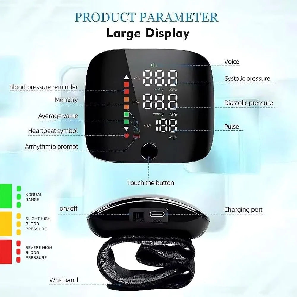 Adjustable Digital Wrist Blood Pressure Monitor (With Voice Broadcast)
