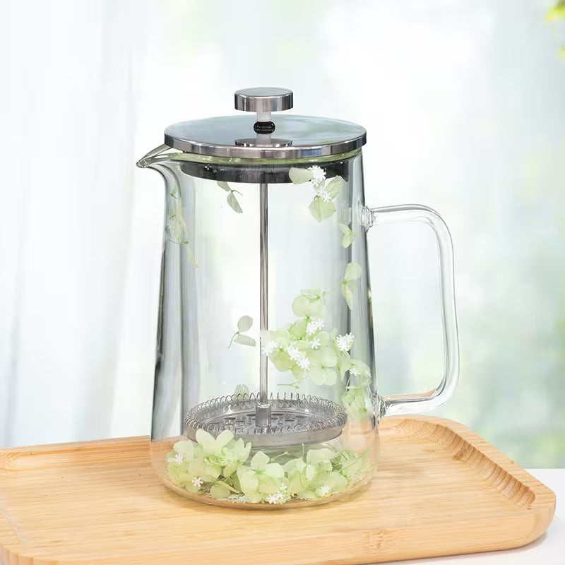 Elegant Floral Design French Press Coffee Maker with Stainless Steel
