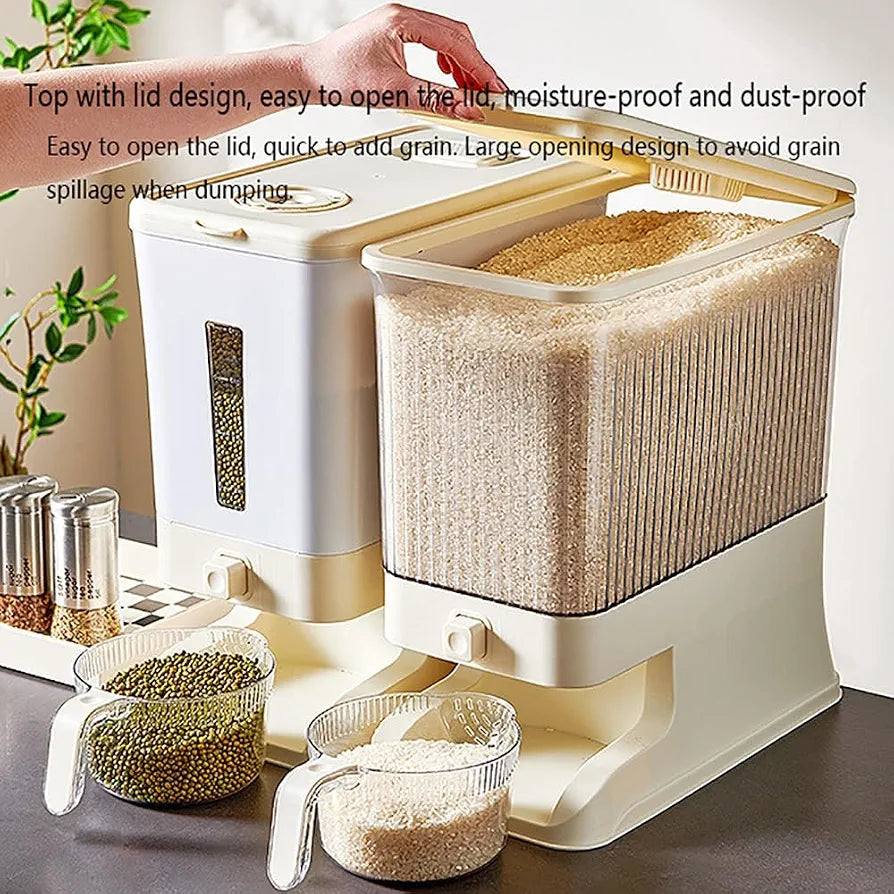 Rice Storage Container With Measuring Cup