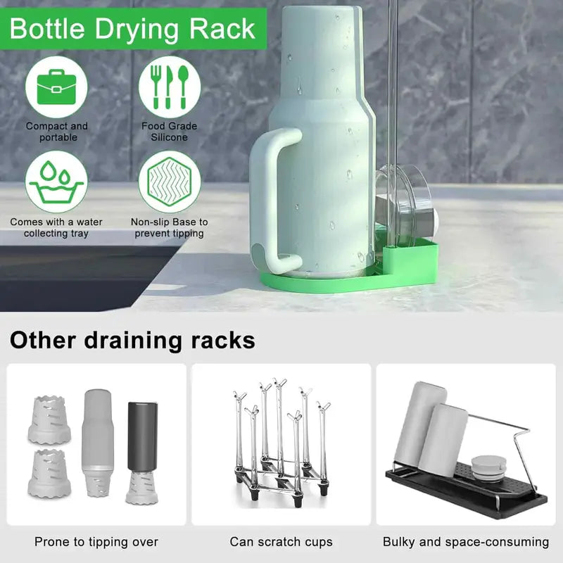 2In1 Silicone Tumbler Drying Rack with Lid and Straw Holder
