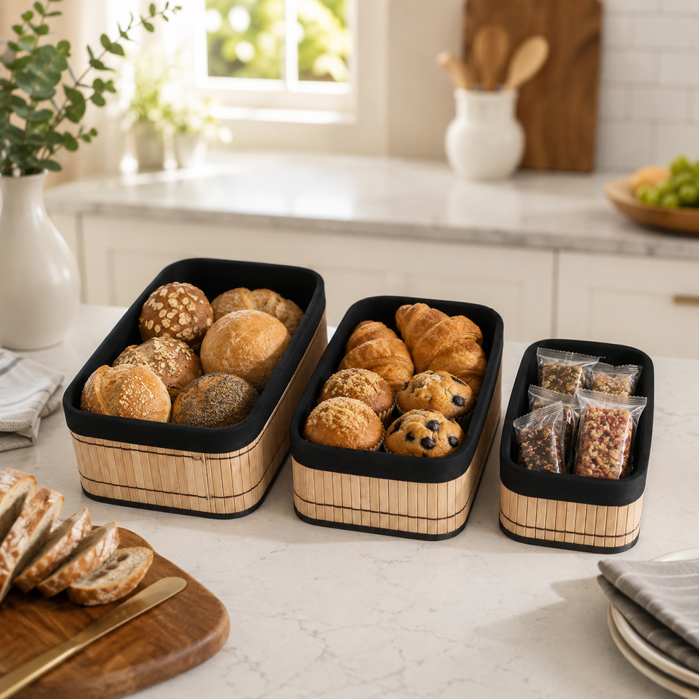 Bamboo vanity Storage Basket (3pcs Set)