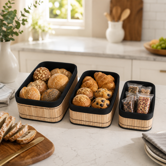 Bamboo vanity Storage Basket (3pcs Set)