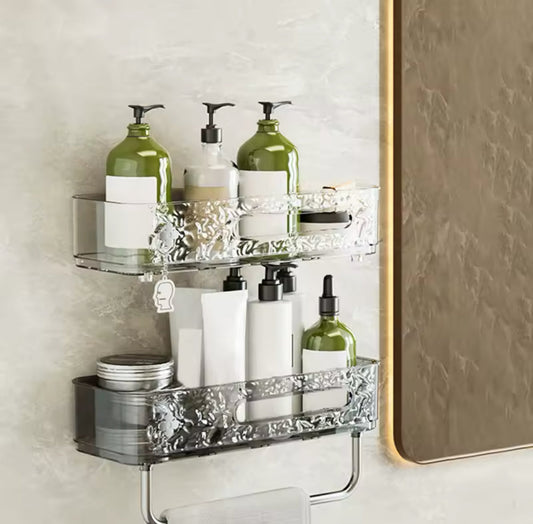 Self-Adhesive, Transparent Wall-Mounted Storage Rack