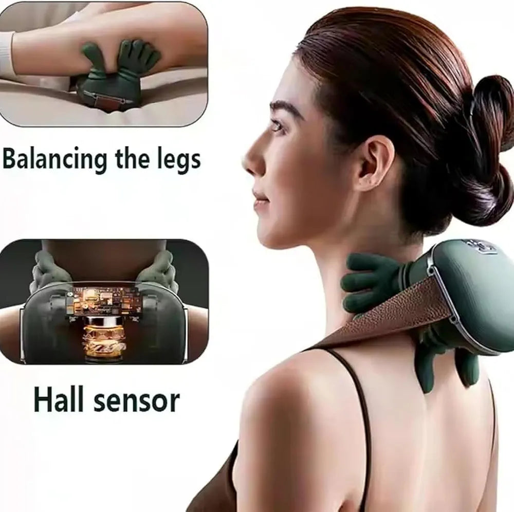 Portable Wireless Neck & Back Massager with Heat – Electric Kneading Pain Relief
