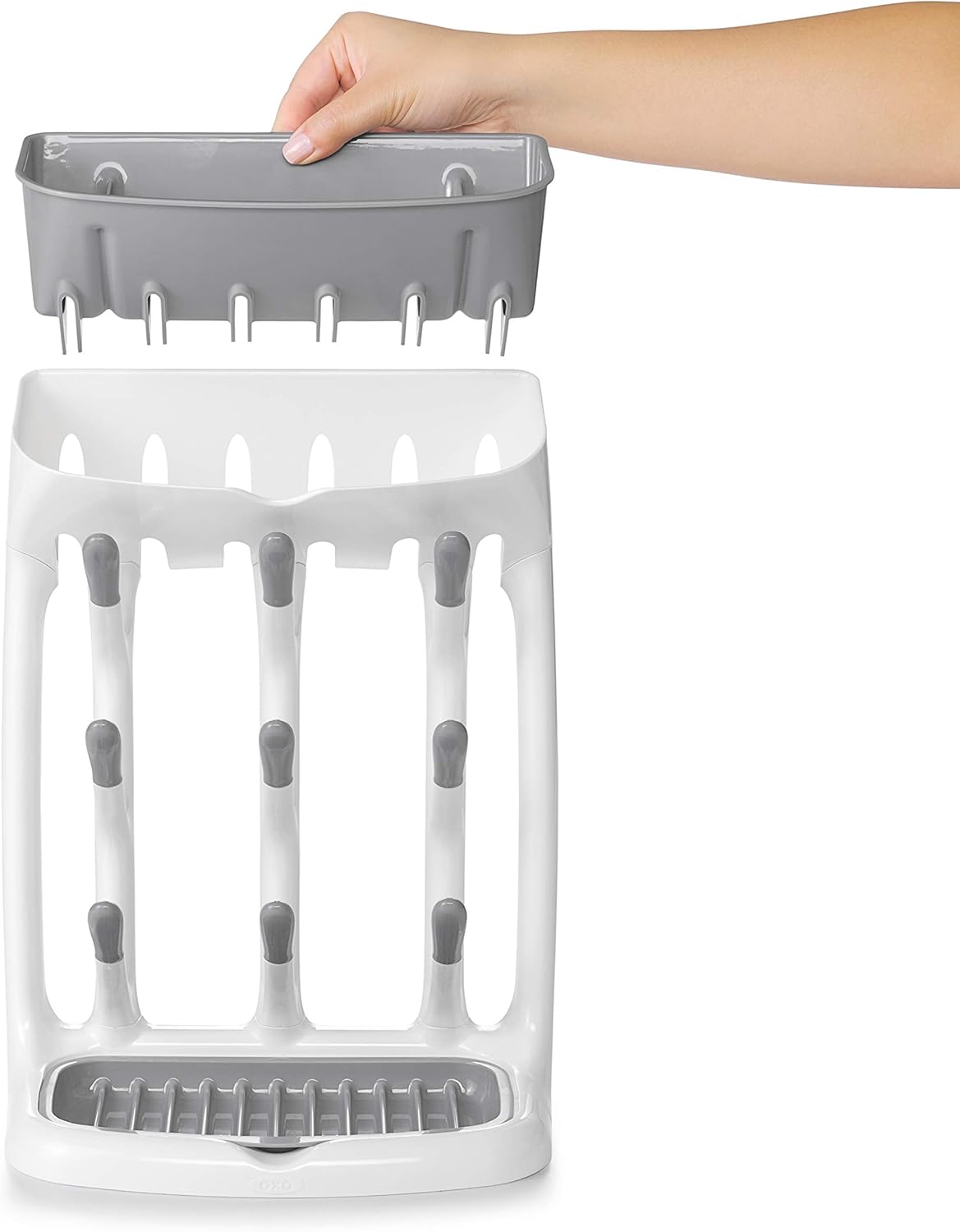 OXO Tot Space-Saving Baby Bottle Drying Rack, Compact Dish Drying Rack with Removable Trays