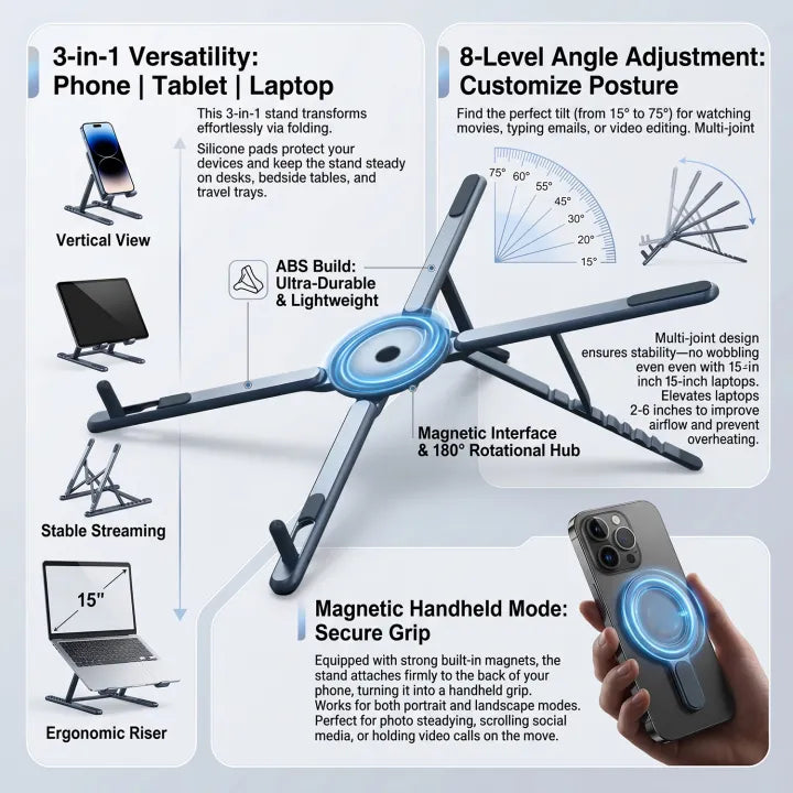 Ultimate 3-In-1 Titanium Steel Adjustable Stand