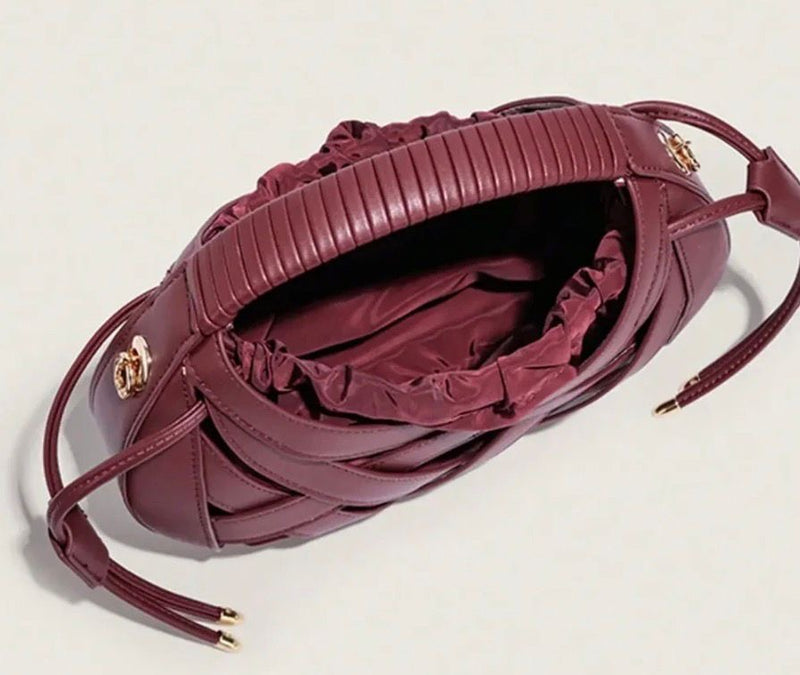 Luxe Woven Crisscross Handbag with Shoulder Strap
