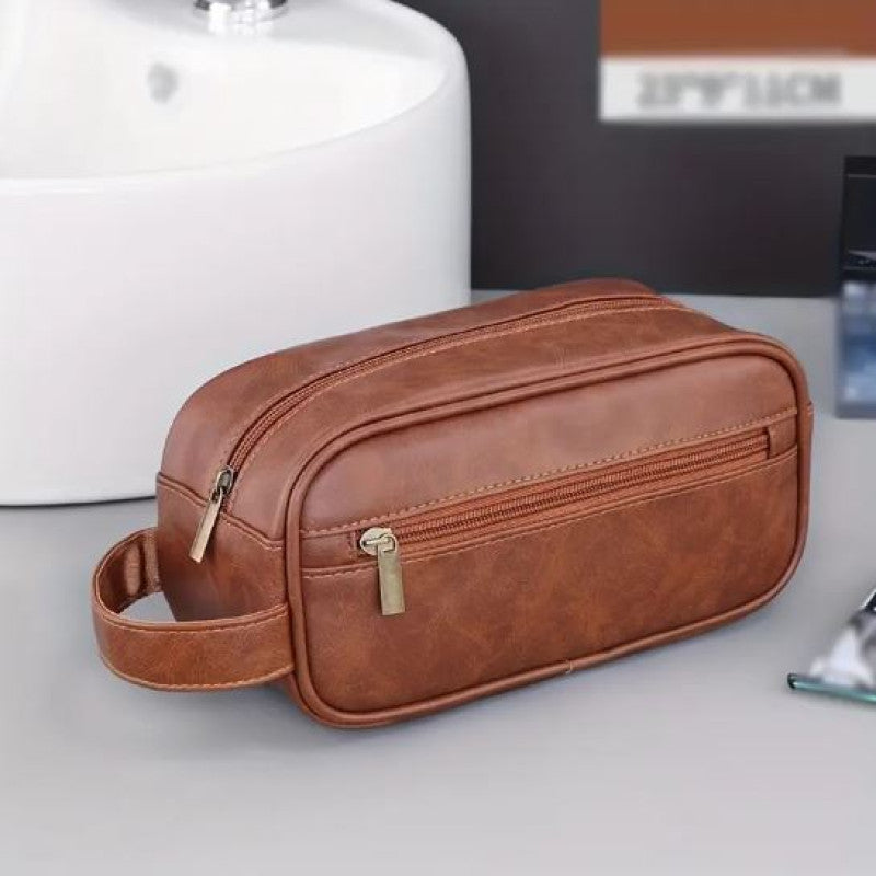 PU Leather Toiletry Bag Waterproof, Hanging Washbag for Travel, Essential Toiletries Organizer.