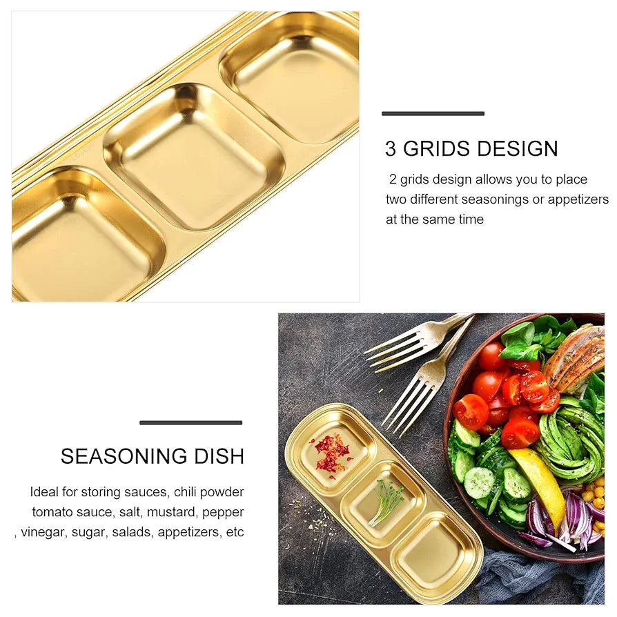 3 Portion Stainless Steel Sauce Tray