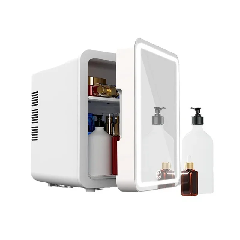 4L Portable Mini Makeup Fridge with LED Mirror | Skincare Cooler & Warmer for Home & Car