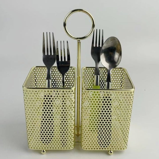 2 Section Golden Cutlery Holder