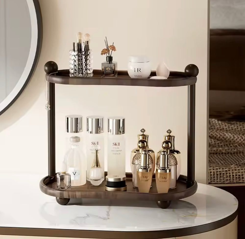 2-Tier Retro Style Desktop Storage Rack, Bathroom & Cosmetics Organizer