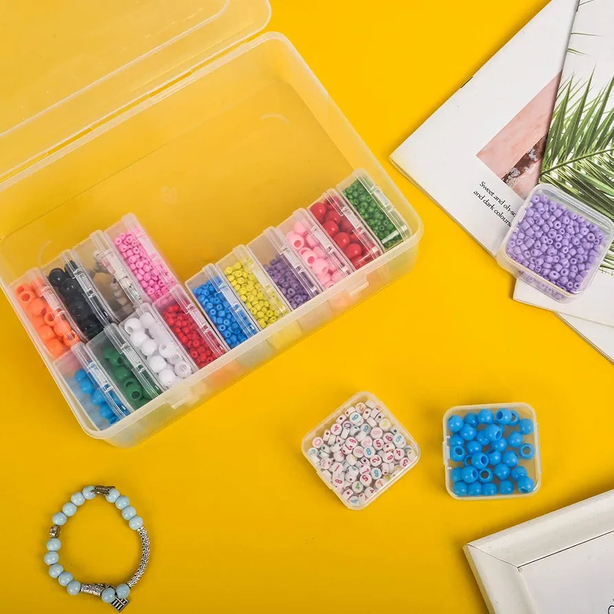 Large Capacity Jewelry Box with 24 Compartments – Clear Organizer with Mini Containers & Labels