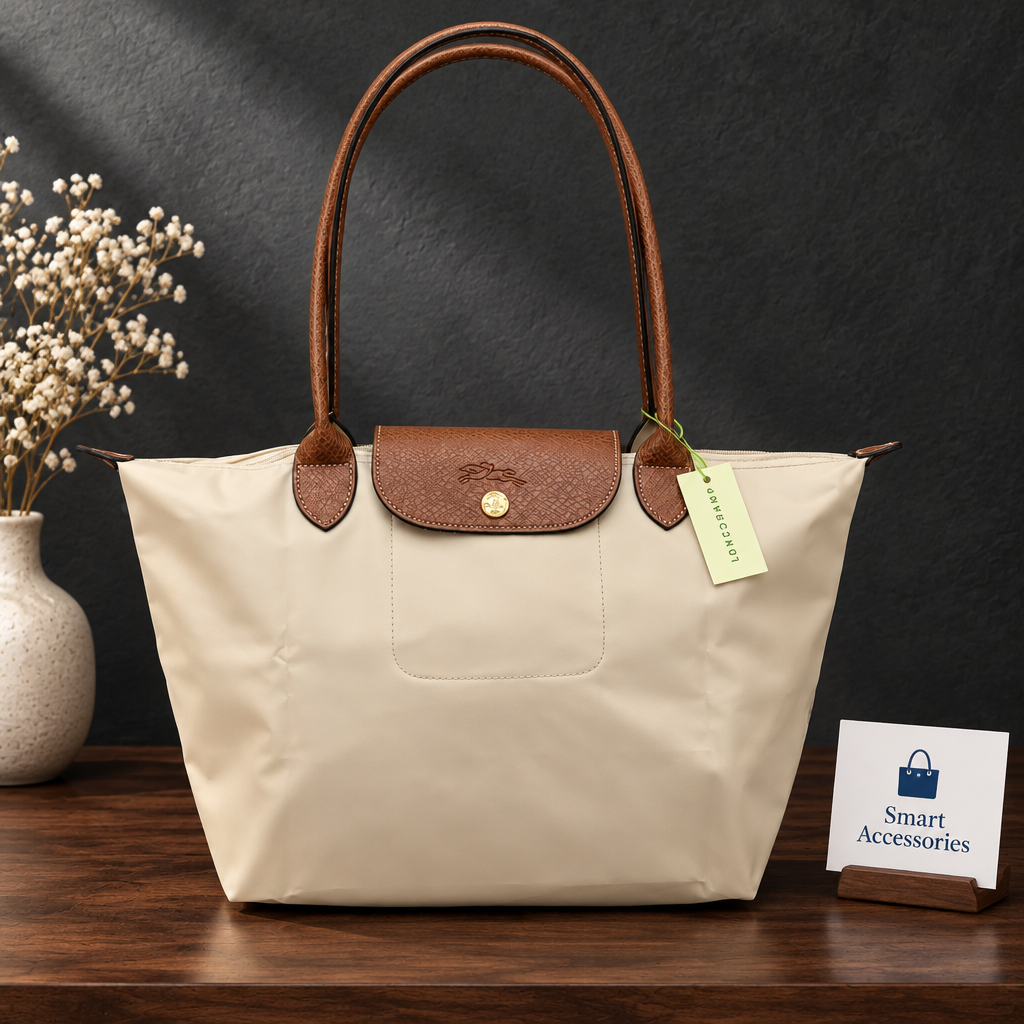 Nylon Tote Bag With Leather Handle, Light Weight Good Quality