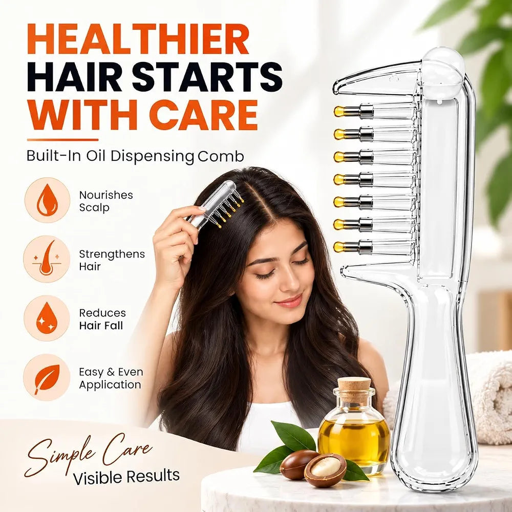Hair Scalp Applicator & Massage Comb – Transparent, 15 cm
