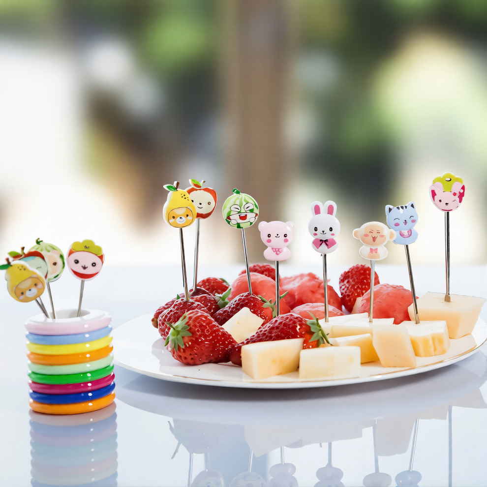 6 Pcs Cartoon Shape Fruit Fork Set