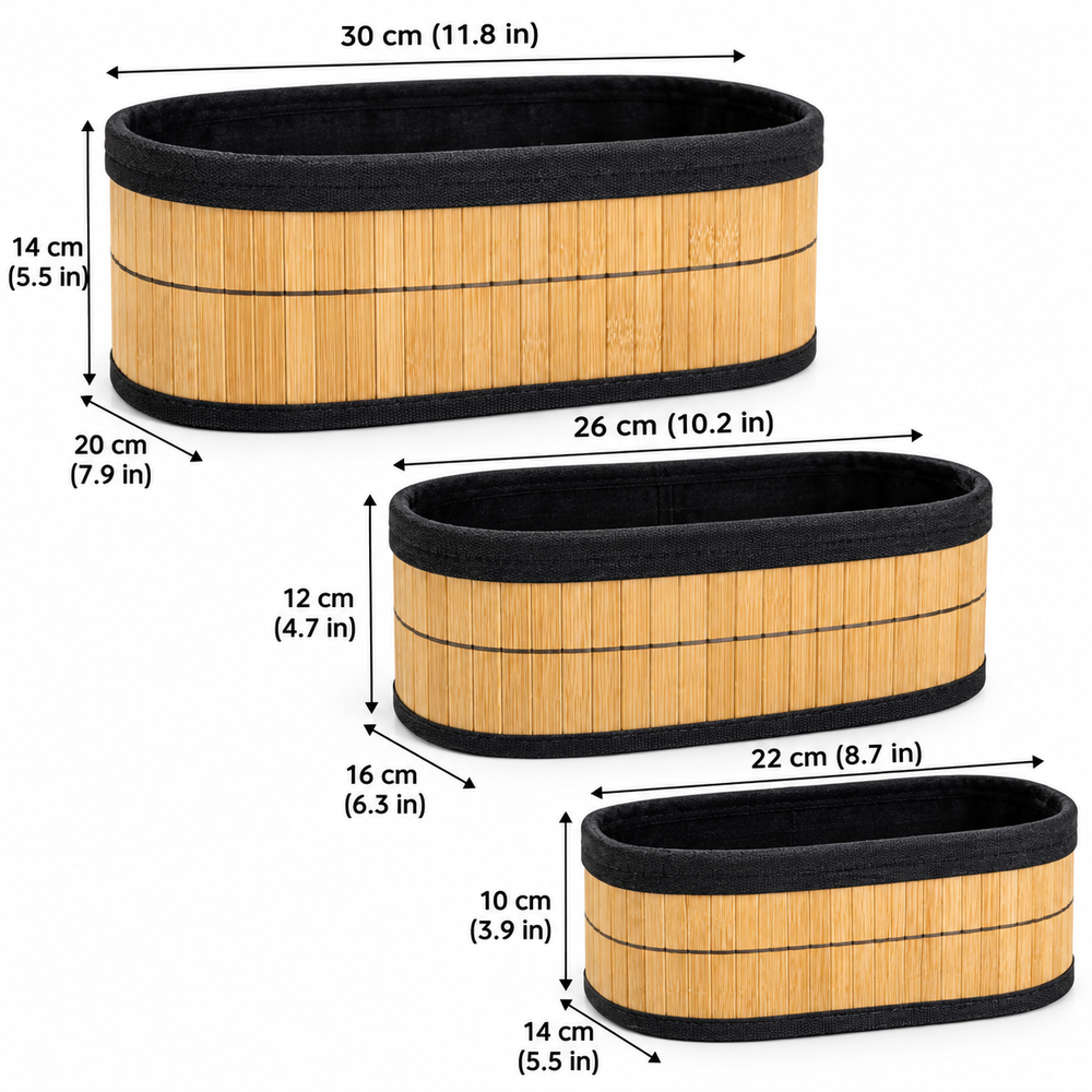 Bamboo vanity Storage Basket (3pcs Set)