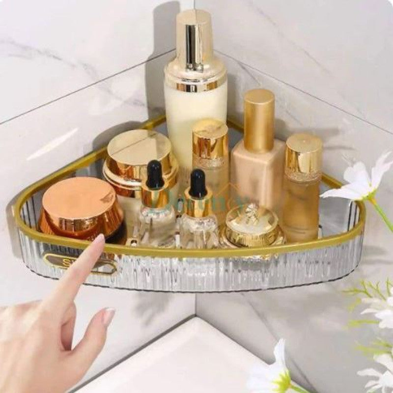 Acrylic Luxurious Style Wall Mounted Corner Organizer – No-Drill Floating Vanity Shelf