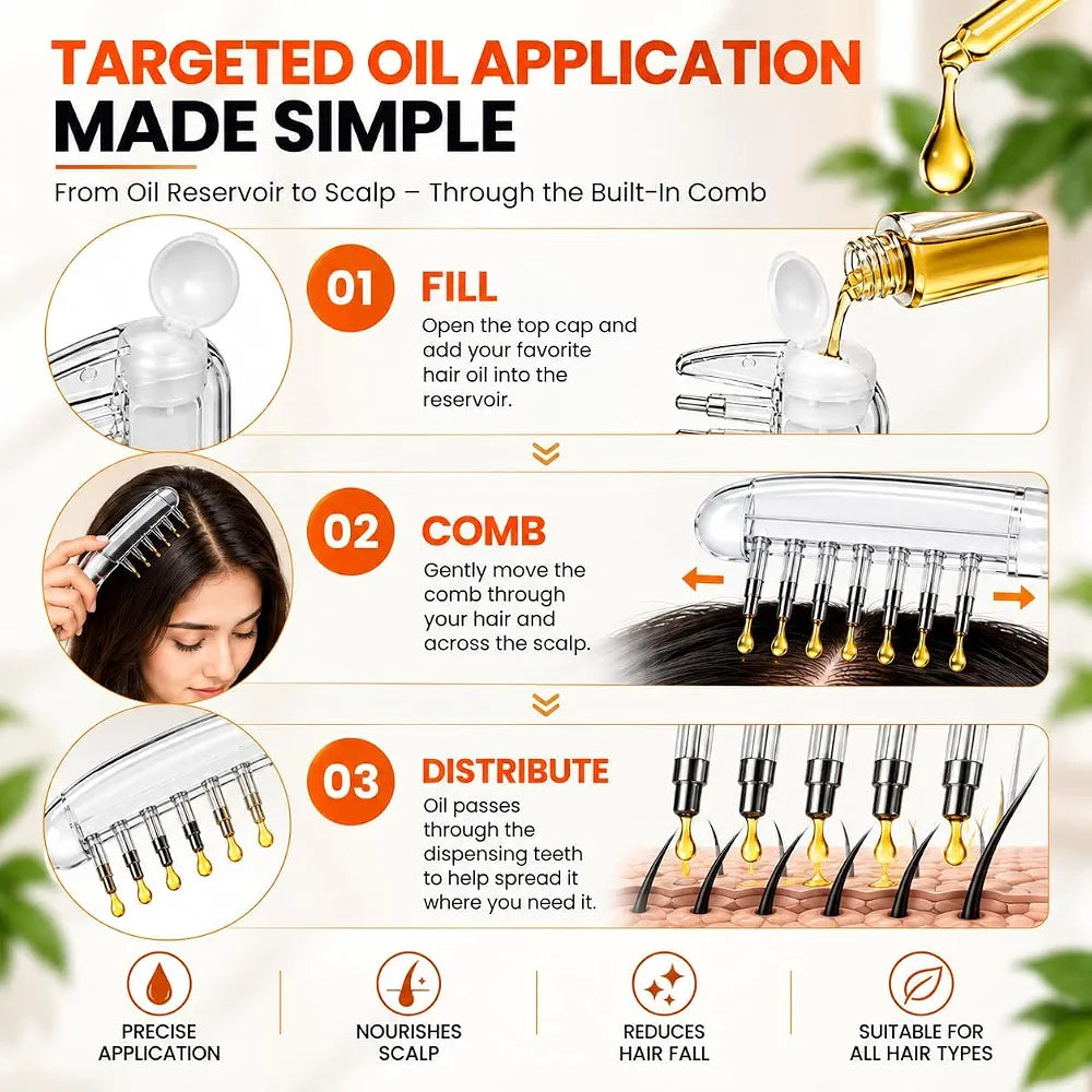 Hair Scalp Applicator & Massage Comb – Transparent, 15 cm