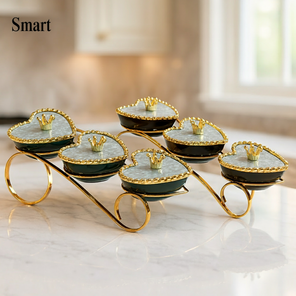 Premium Luxury 3 Ceramic Hert Shaped Serving Tray With Lids