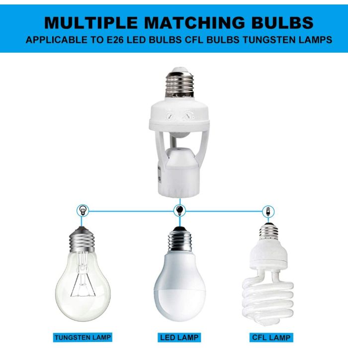 PIR Motion Sensor LED Bulb Holder , Auto On/Off Light Control Sensor