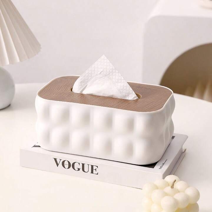 Nordic Modern Tissue Box With Wooden Lid