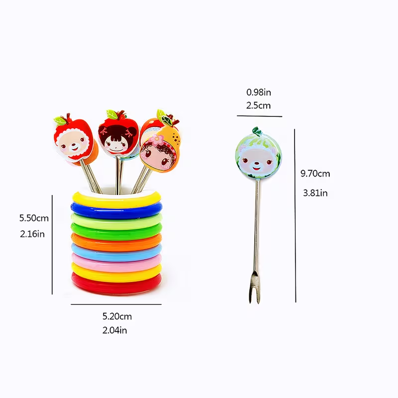 6 Pcs Cartoon Shape Fruit Fork Set