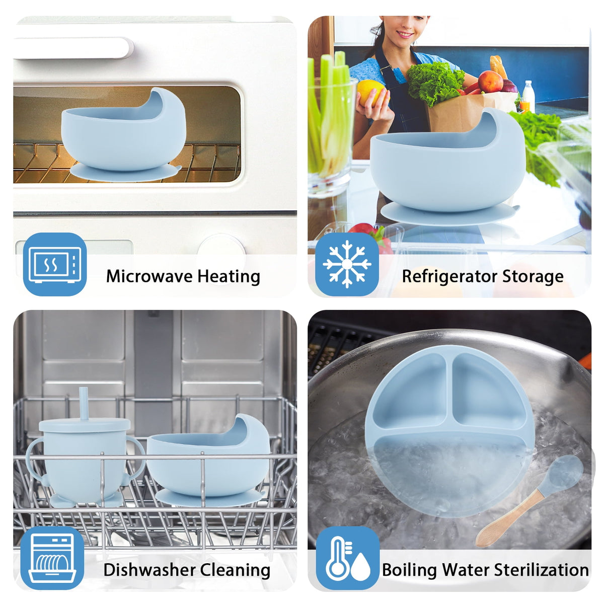 Silicone 8In1 Baby Tableware Feeding Set