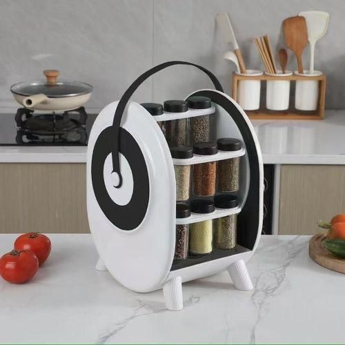 Ferris Wheel Rotating Spice Rack Organizer With 18 Glass Spice Jars