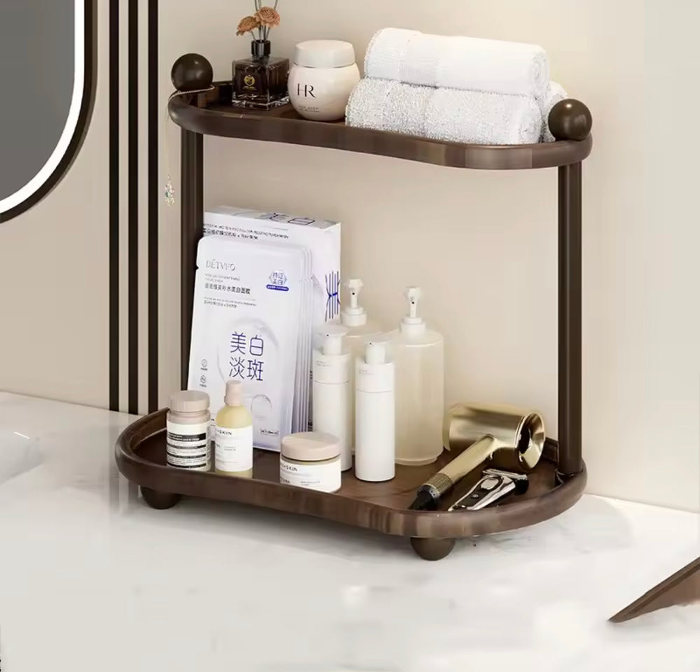 2-Tier Retro Style Desktop Storage Rack, Bathroom & Cosmetics Organizer