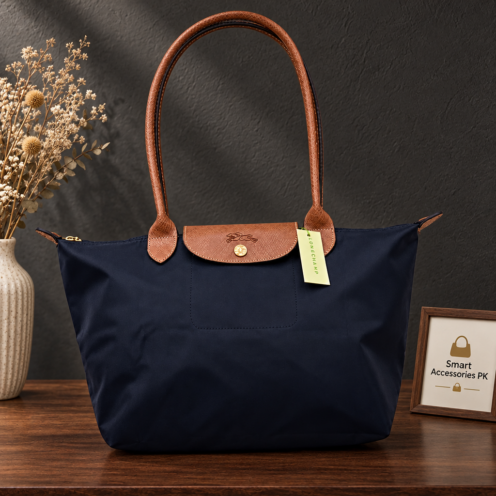 Nylon Tote Bag With Leather Handle, Light Weight Good Quality