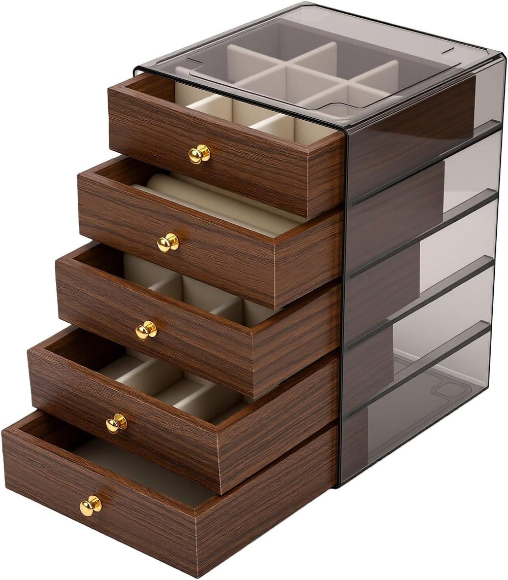 Acrylic Transparent 5 Tier Jewelers Organizer With Drawer