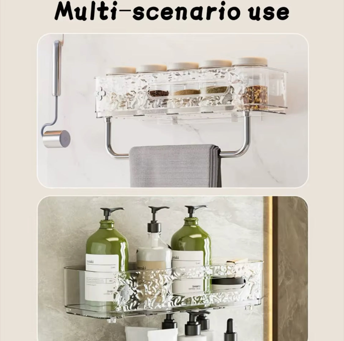 Self-Adhesive, Transparent Wall-Mounted Storage Rack