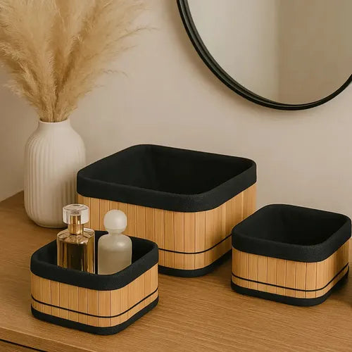 Bamboo vanity Storage Basket (3pcs Set)