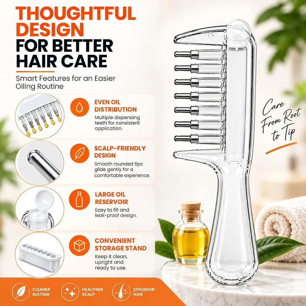 Hair Scalp Applicator & Massage Comb – Transparent, 15 cm