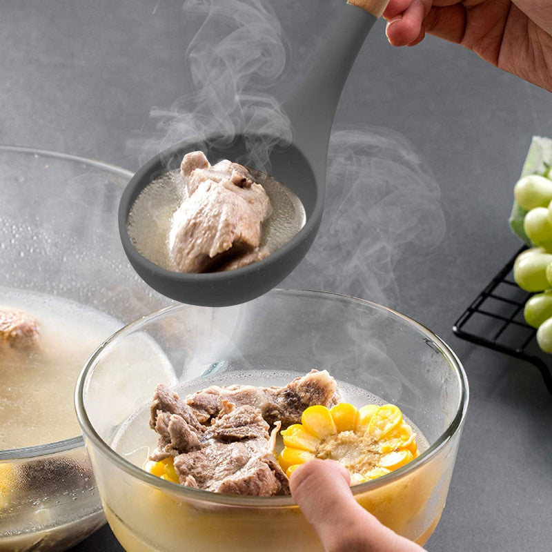 Cooking Utensils Silicone Ladle Wooden Handle