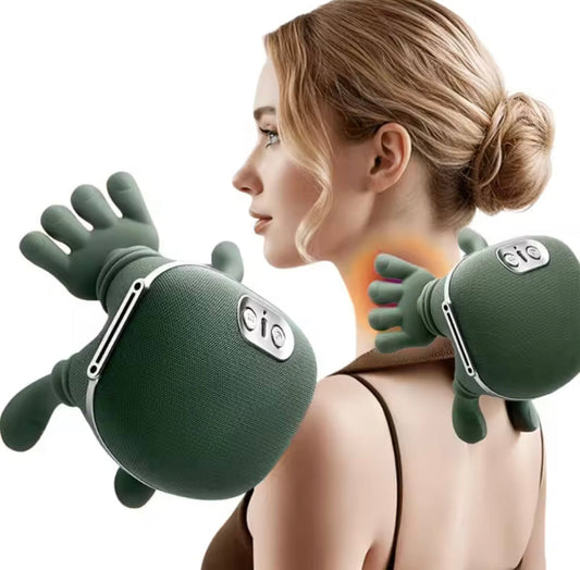 Portable Wireless Neck & Back Massager with Heat – Electric Kneading Pain Relief