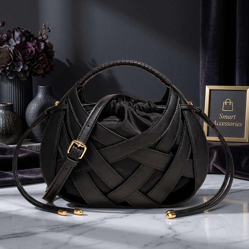 Luxe Woven Crisscross Handbag with Shoulder Strap