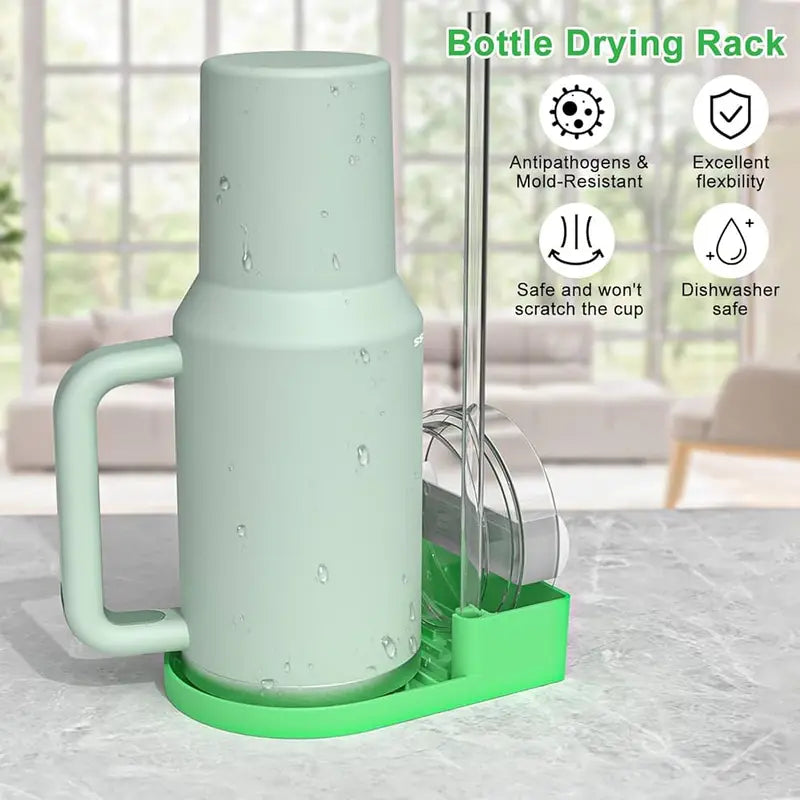 2In1 Silicone Tumbler Drying Rack with Lid and Straw Holder