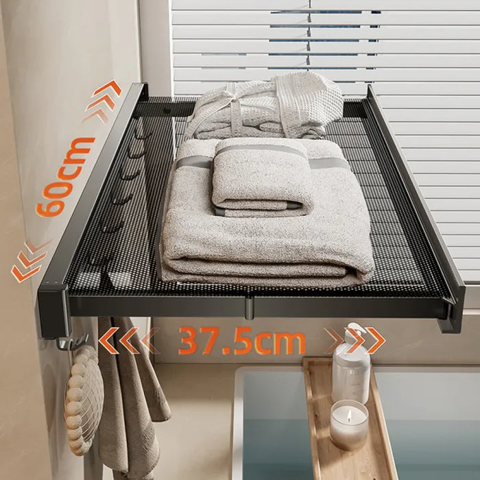 Retractable Aluminium Alloy Foldable Mesh Laundry Dryer with Hooks