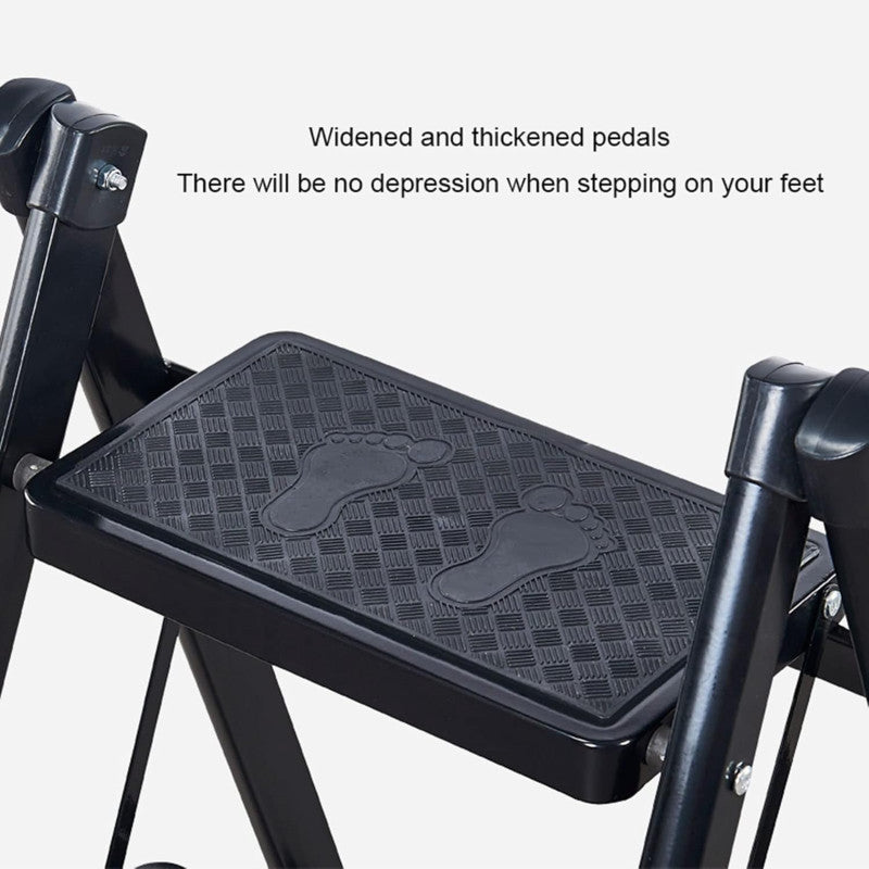 2-Step Folding Ladder Ergonomic, Non-Slip Pedal Steps, Portable Steel Ladder for Home, Kitchen, Office