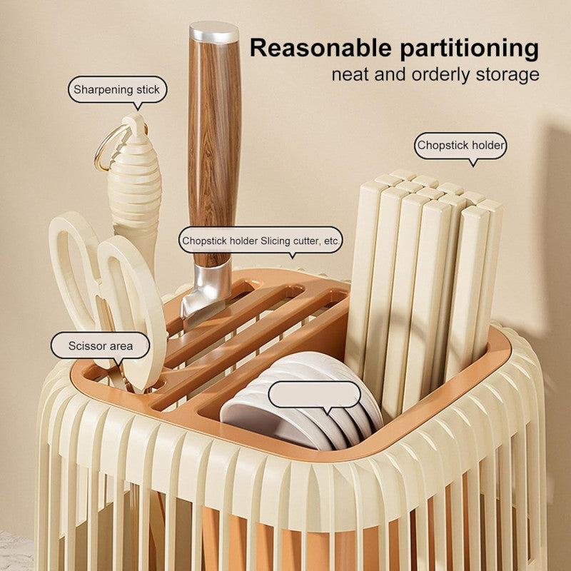 Kitchen Knife Rack Drainage Cutlery Holder & Utensil Organizer
