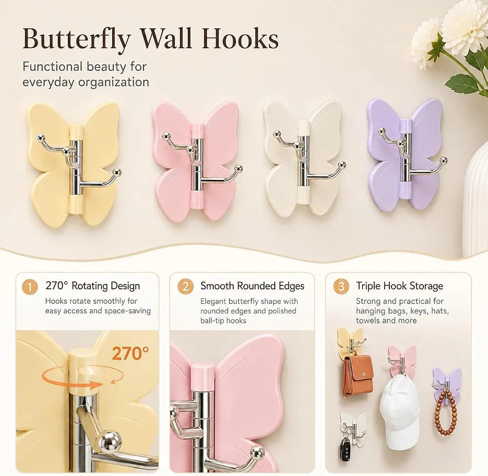 Rotating Butterfly Adhesive Wall Mounted Hook