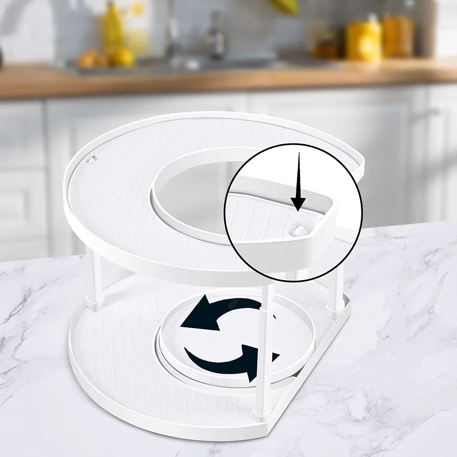 2 Tier Adjustable Rotating Spice Rack Organizer